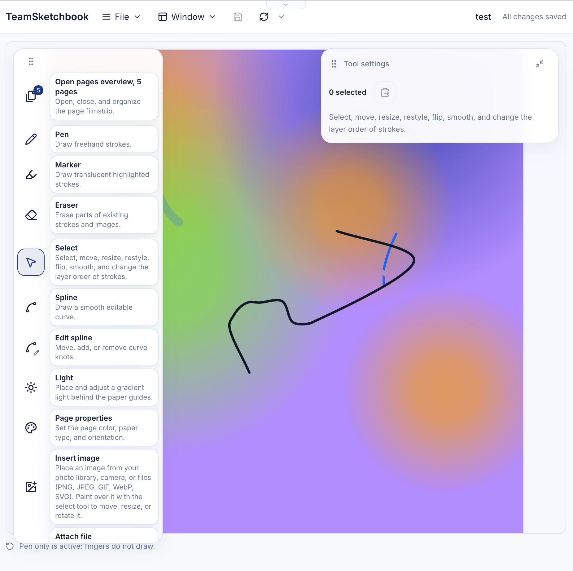 Select tool for moving, resizing and restyling