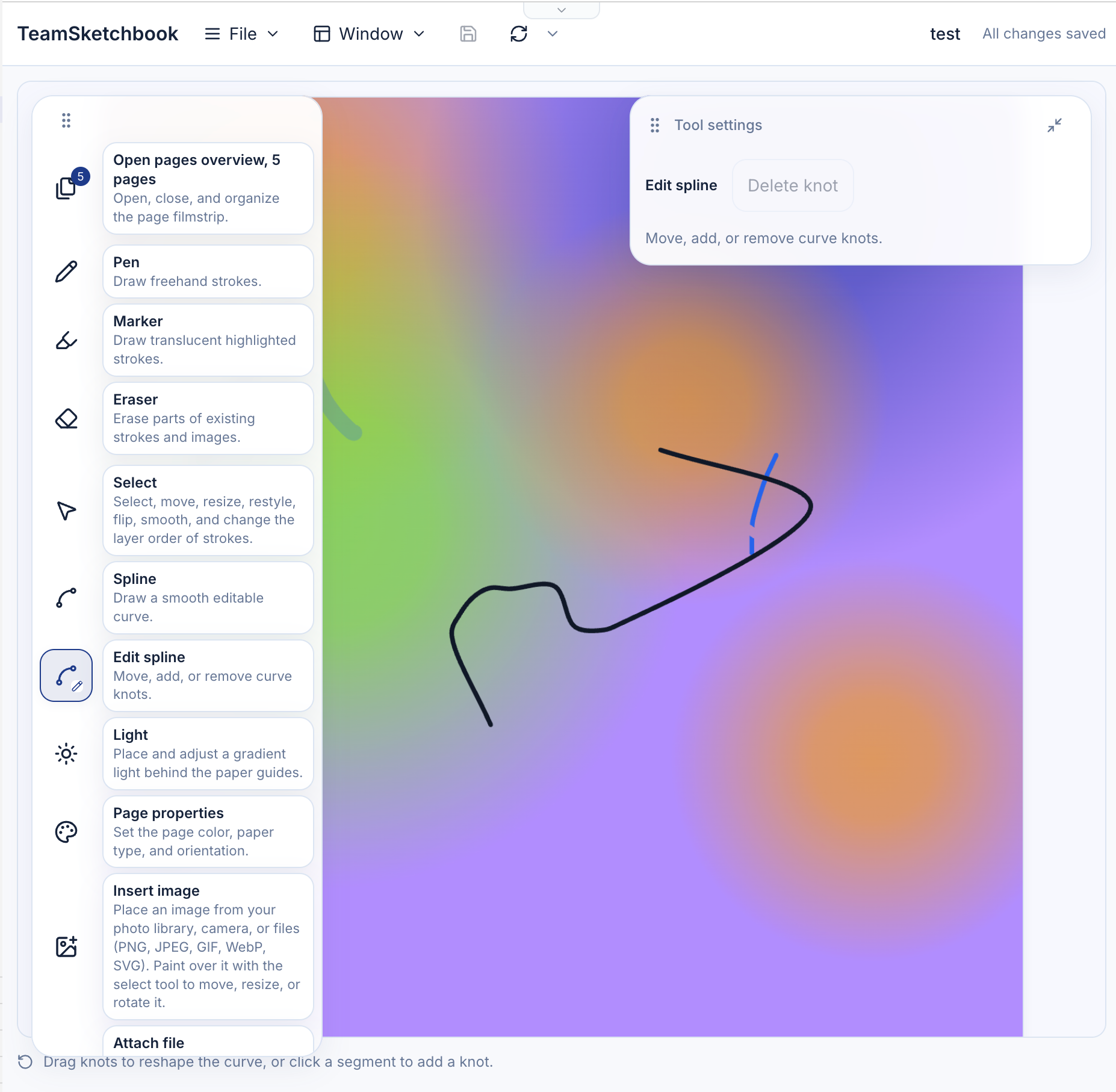 Edit spline — move, add, or remove curve knots